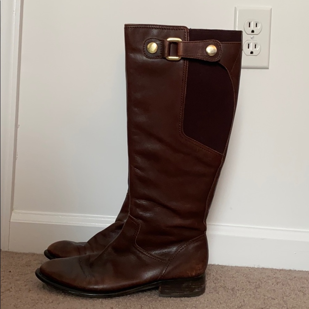 Franco Sarto Brown Leather Riding Boots Size 7